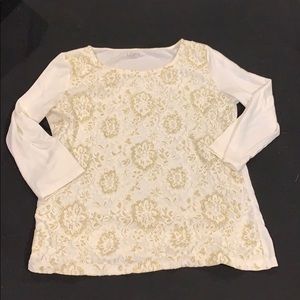 Loft white and gold 3/4 sleeve